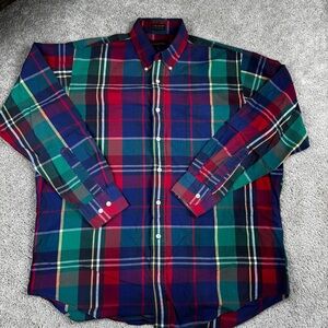 Chaps Ralph Lauren Plaid Tartan Long Sleeve Button Down Shirt Size L